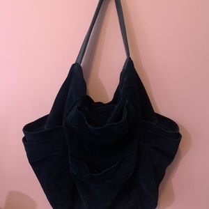 Beckon Black Suede Shoulder Bag